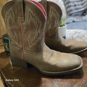 Ariat Brown and Pink Ankle Boots